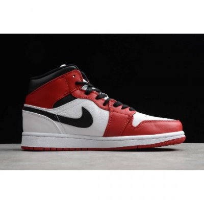 Nike Erkek Air Jordan 1 Mid Beyaz / Kırmızı / Siyah Basketbol Ayakkabısı Türkiye - HX4O39N9